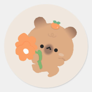 Cute Romantic Capybara Classic Round Sticker