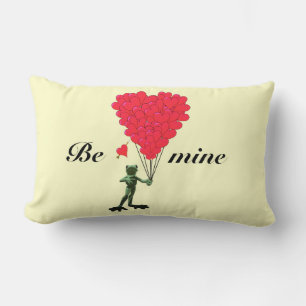 Cute romantic childs frog valentines love heart lumbar pillow