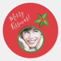 Cute Romantic Christmas Photo Mistletoe "Kissmas"