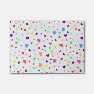 Cute romantic colourful hearts illustration post-it notes