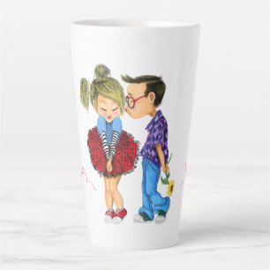 Cute Romantic Couple - Love - I Love You - Kiss Latte Mug