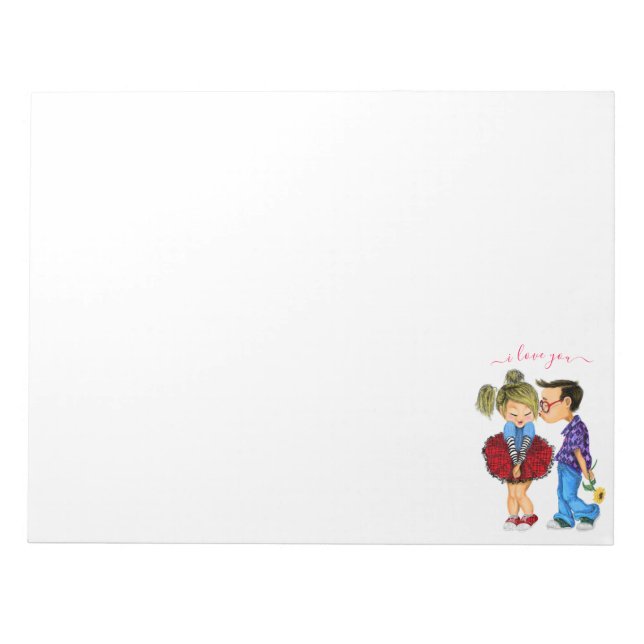 Cute Romantic Couple Love - Kiss - I love You Notepad (Front)