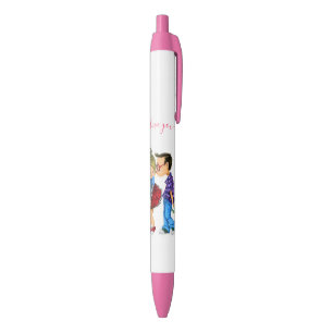 Cute Romantic Couple - Love - Valentine's Day Kiss Blue Ink Pen