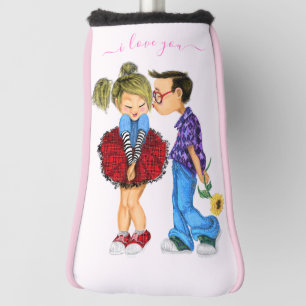 Cute Romantic Couple - Love - Valentine's Day Kiss Golf Head Cover