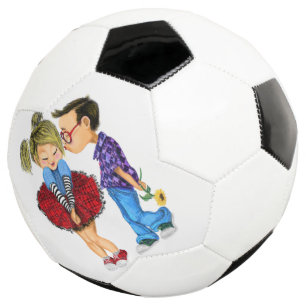 Cute Romantic Couple - Love - Valentine's Day Kiss Soccer Ball