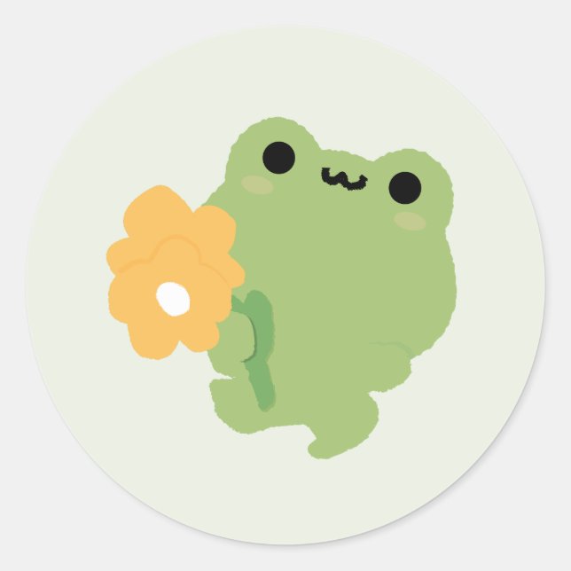 Cute Romantic Frog Classic Round Sticker (Front)