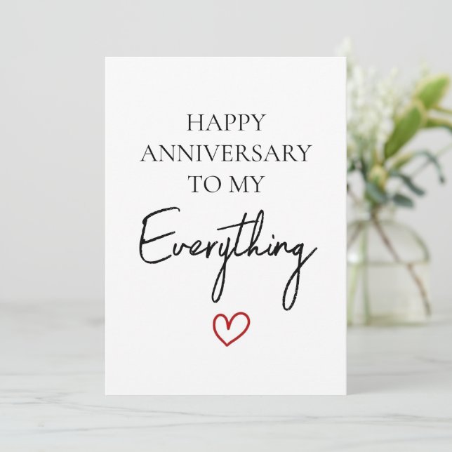 Cute Romantic Happy Anniversary My Love Minimalist Holiday Card (Standing Front)
