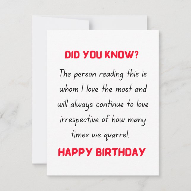 Cute Romantic Happy Birthday Card for Him and Her (Front)