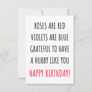 Cute romantic happy birthday card for him, husband