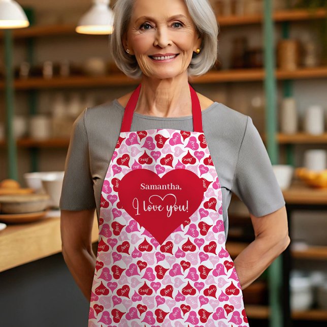 Cute Romantic Heart Design Personalized Valentine  Apron (Cute Romantic Heart Design Personalized Valentine Apron)