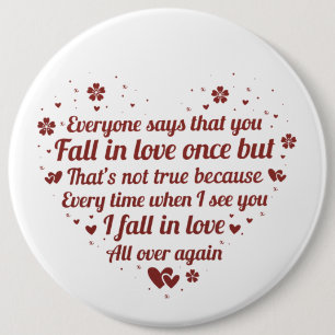 cute romantic love poem memory 6 inch round button
