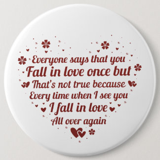 cute romantic love poem memory 6 inch round button