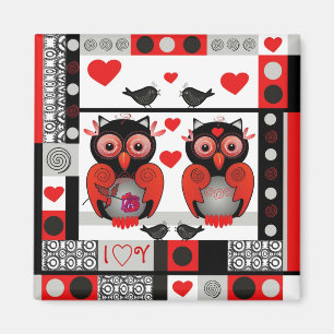 Cute romantic magnet with owls and text