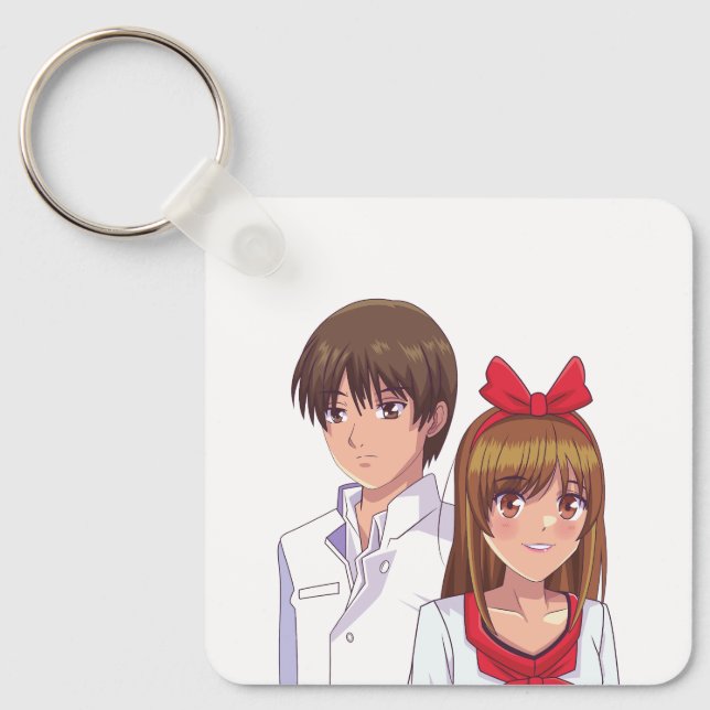 Cute Romantic Manga Art Keychain (Front)