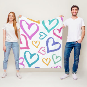 Cute Romantic Pastel Hearts Fleece Blanket