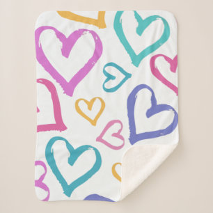 Cute Romantic Pastel Hearts Sherpa Blanket