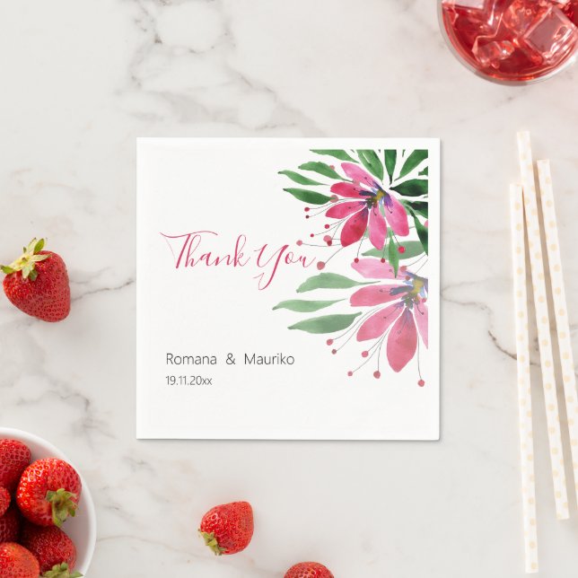Cute Romantic Pink Lotus Watercolor Art Napkin (Insitu)