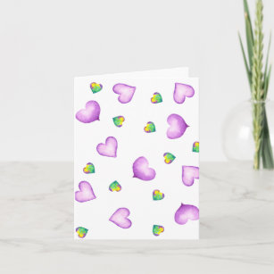 Cute Romantic  Purple Heart Birthday  Valentine's  Note Card
