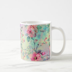 Cute romantic roses floral paint watercolors coffee mug