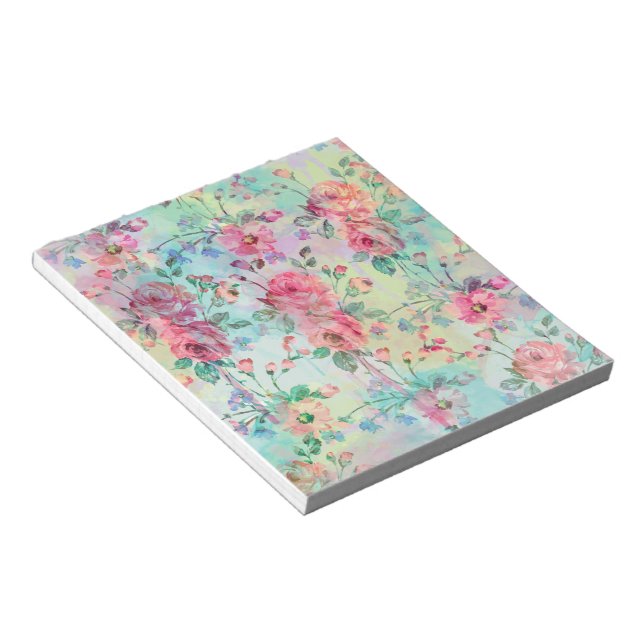Cute romantic roses floral paint watercolors notepad (Angled)