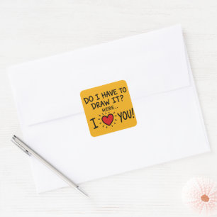Cute Romantic Typography Art Square Sticker
