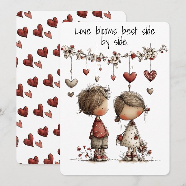 Cute Romantic Valentine Card with Heart Pattern  (Front/Back)