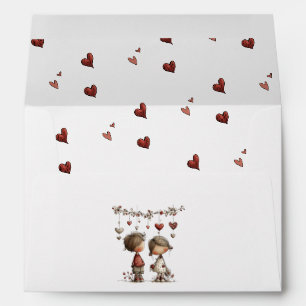 Cute Romantic Valentine Card with Heart Pattern Envelope