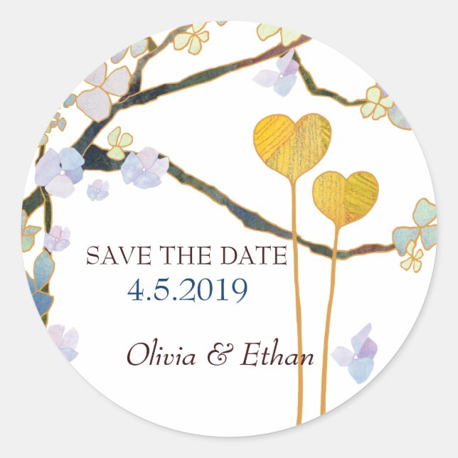 Cute Romantic Wedding Save the Date Classic Round Sticker (Front)