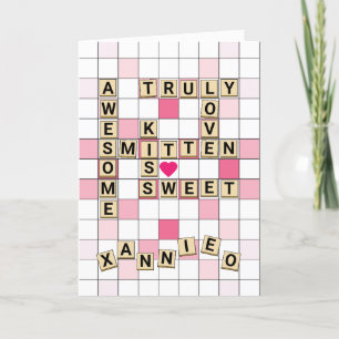 Cute Romantic Word Tile Puzzle Valentine Holiday Card