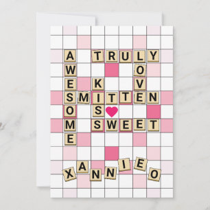 Cute Romantic Word Tile Puzzle Valentine Holiday Card