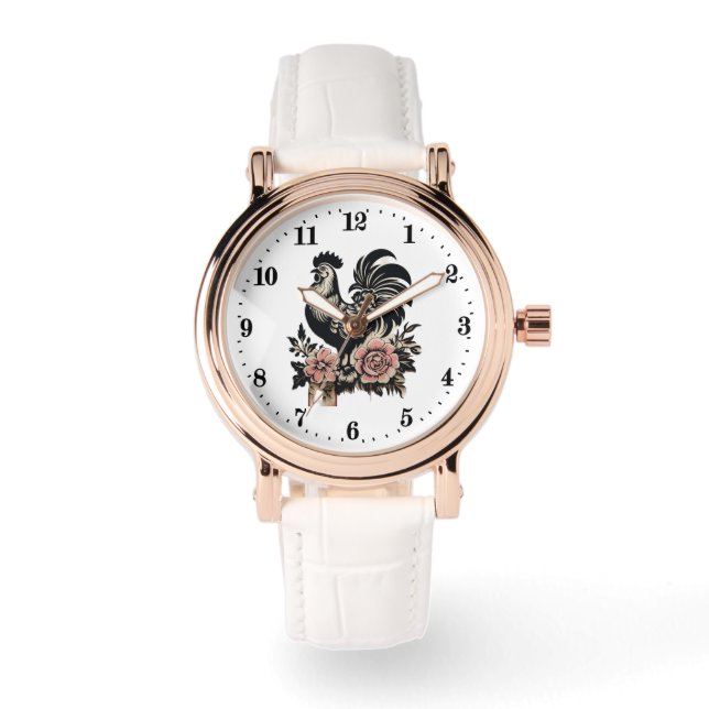 Cute rooster lovers farm animal  watch (Front)