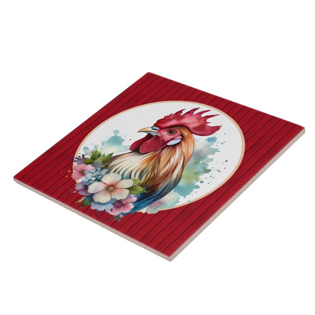 Cute rooster lovers kitchen  tile (Side)