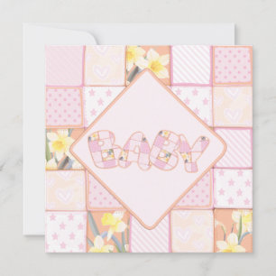 Cute Rose Baby Quilt Baby Girl Douche invitation