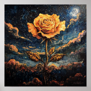 Cute Rose Botanical Floral Warm Interiors Poster