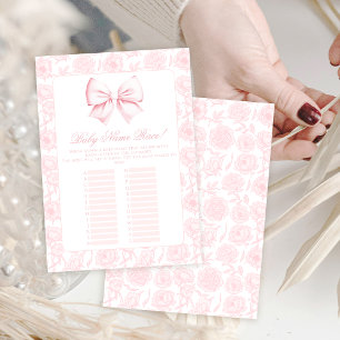Cute Rose Bow Baby Girl Douche Nom Course Carte de