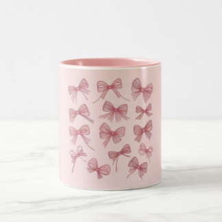 Cute Rose Bow Mug - Bébé rose avec Motif Fuchsia