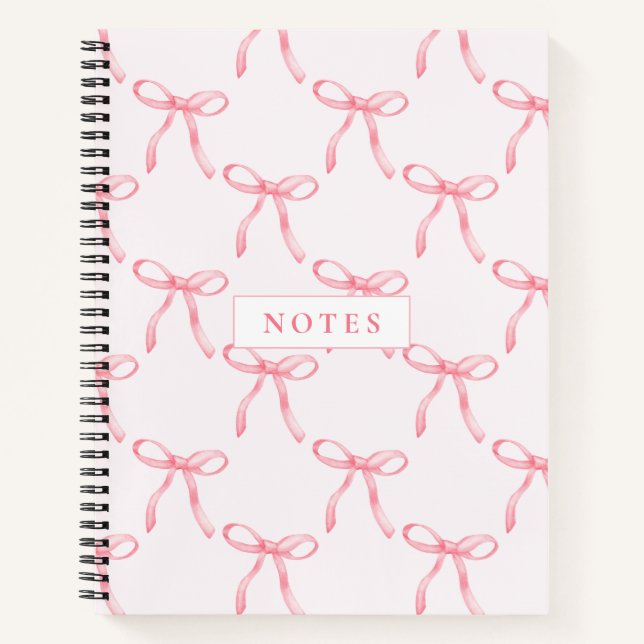 Cute Rose Bow Nom personnalisé Carnet spiral (Devant)