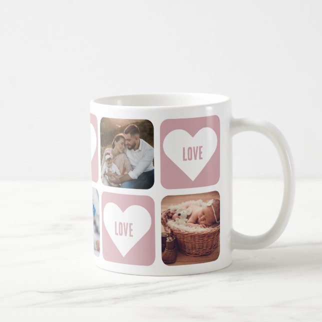 Cute Rose Custom Photo Log Mug with Hearts (Droite)