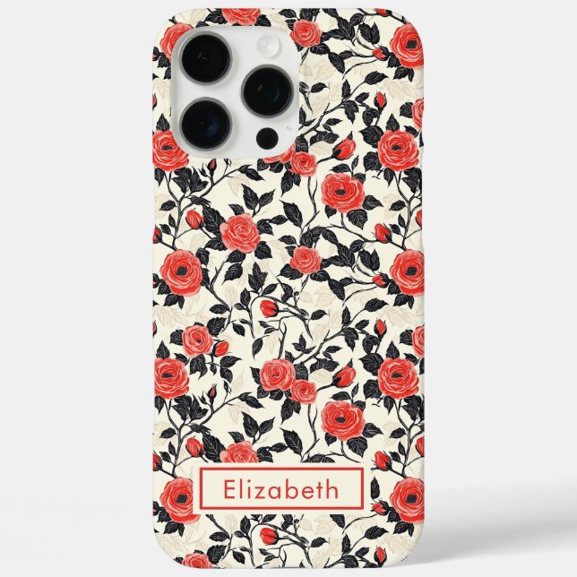 Cute Rose Customizable Name Iphone Case (Back)