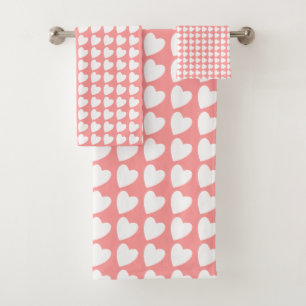 Cute rose et blanc Motif de coeur fille
