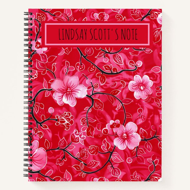 Cute rose Floral Custom Carnet Monogramme (Devant)