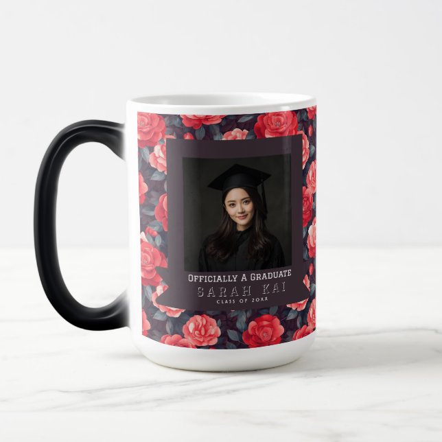 Cute Rose Flower Certified Engineer Magic Mug (Left)