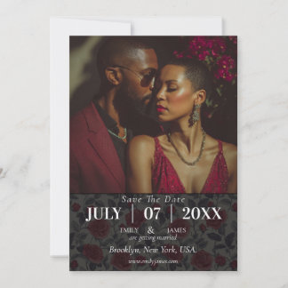 Cute Rose Flower Photo Save The Date Card