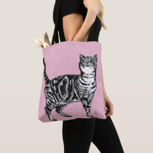 Cute Rose Girls Room Tabby Cat Sac fourre-tout d'