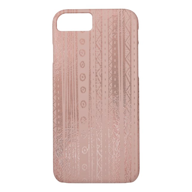 Cute Rose Gold Foil Boho Tribal Pattern Case-Mate iPhone Case (Back)