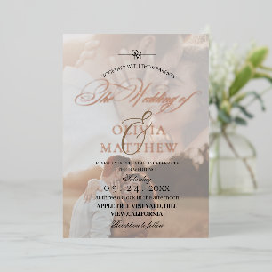 Cute Rose Gold Foil Overlay Photo Wedding