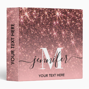 Cute Rose Gold Glitter Binder