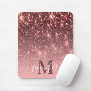 Cute Rose Gold Glitter Mouse Pad