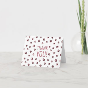 Cute Rose Gold Glitter Paw Prints   Thank You Card