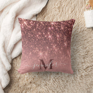 Cute Rose Gold Glitter Throw Pillow
